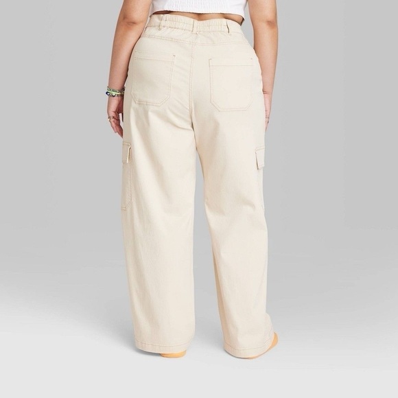 Women’s Pants | Women's High-Rise Cargo Utility Pants Beige - Picture 4 of 5